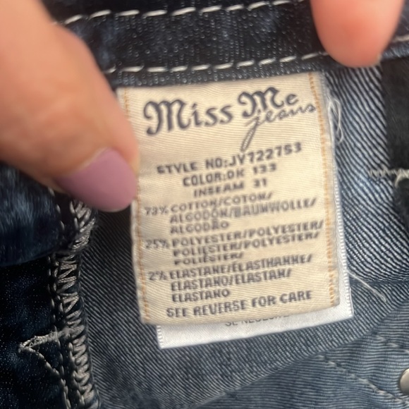 MISS ME Gorgeous Straight Leg Embellished Jeans Size 27 - Picture 7 of 10